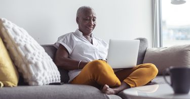 Senior business woman working from home