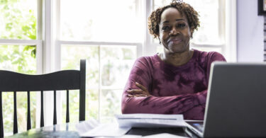 Woman using laptop