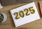 The number "2025" on top of a notepad