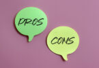 Two speech bubbles, one says "Pros" the other says "Cons"