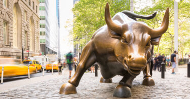 Wall Street Charging Bull statue.
